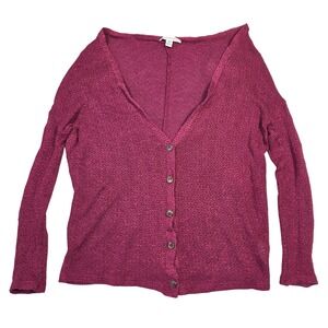 American Eagle Button-Front Knit‎ Cardigan Sweater Maroon Womens S Boho Preppy